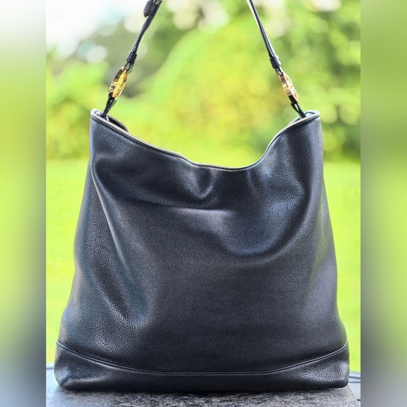 Tory Burch Handbags - Tory Burch Duet Black Pebbled Leather Hobo Bag